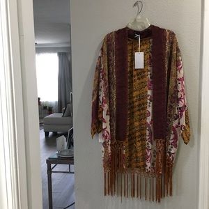 3/$12 colorful duster with fringes NWT